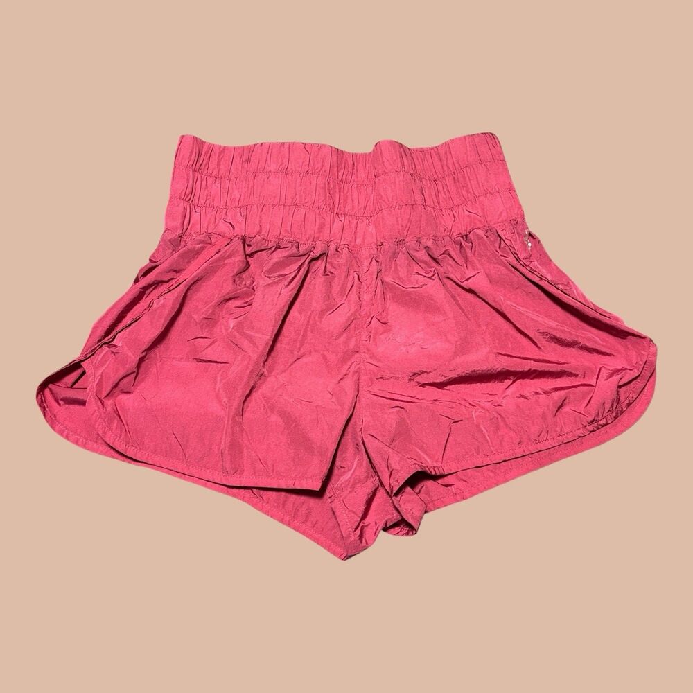 FREE PEOPLE MOVEMENT The Way Home Shorts Womens Sz L Pink High Rise Athletic